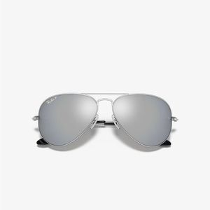 RAY BAN CLASSIC AVIATOR POLARIZED MIRROR SILVER LENS, POLISHED SILVER FRAME